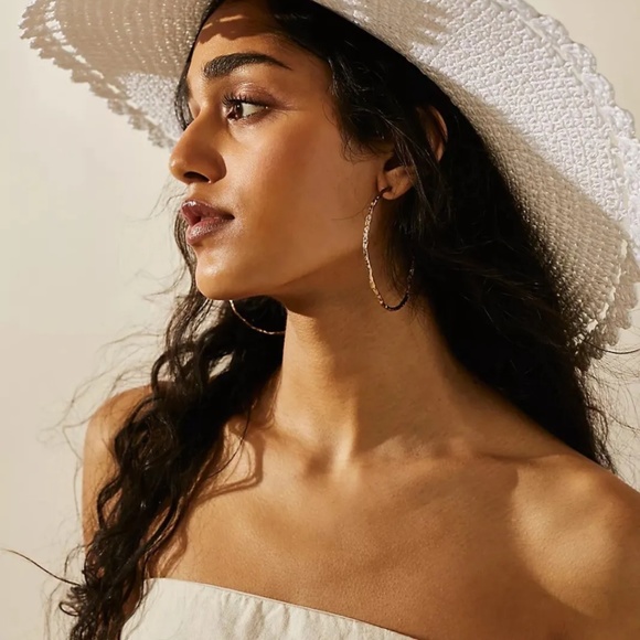 FREE PEOPLE Amelia Scalloped Crochet Sun Hat White - Picture 1 of 4